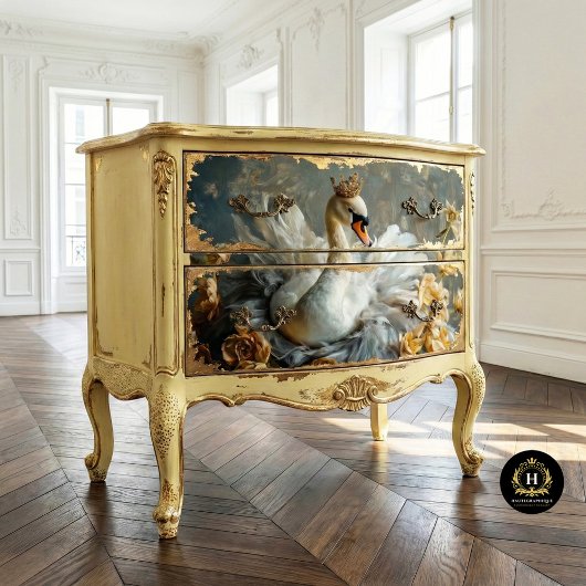 ゴールドクラウンスワン イエローフラワーデコパージュ 薄葉紙