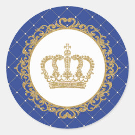 ゴールドクラウンハローブルーベイビープリンス1歳誕生日 ラウンドシール