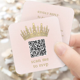 ゴールドクラウン ブルッシュピンク ケンセイェーラ スキャンしてQR RSVP エンクロージャーカード