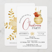 ゴールドクリスマスオーナメントパーティー 招待状 (正面/裏面)