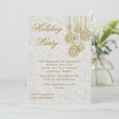 ゴールドクリスマスオーナメント ホリデー招待状 招待状 (スタンド正面)