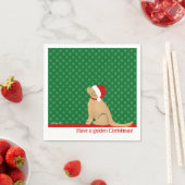 ゴールドクリスマスグリーンナプキンをお楽しみください スタンダードカクテルナプキン (インサイチュ)