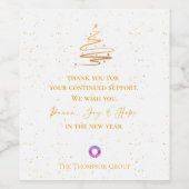 ゴールドクリスマスツリー感謝メッセージ 法人用 ワインラベル (シングルラベル)