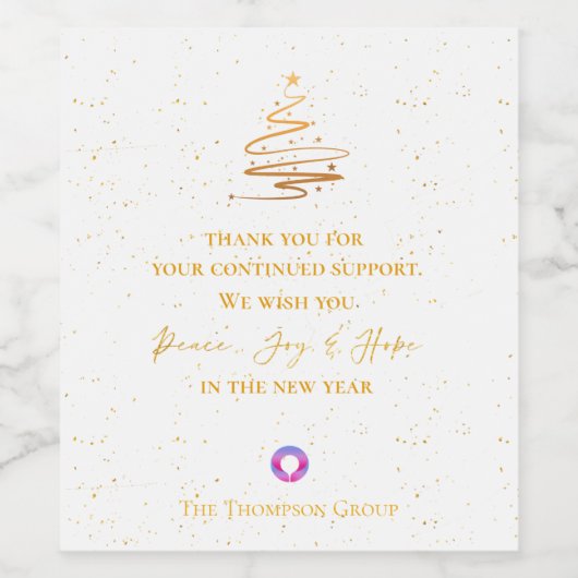 ゴールドクリスマスツリー感謝メッセージ 法人用 ワインラベル (シングルラベル)