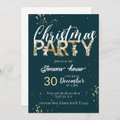 ゴールドクリスマスナイトウィンターパーティー招待状 招待状 (正面/裏面)