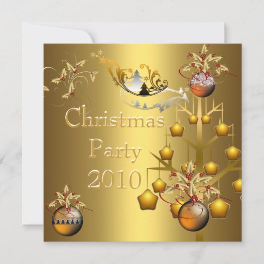 ゴールドクリスマスパーティーの招待状 招待状 (正面)
