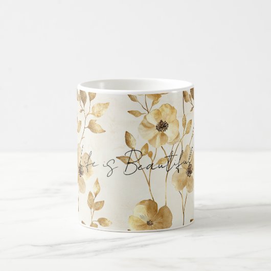 ゴールドクリームの花 コーヒーマグカップ (中央)
