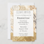 ゴールドクリームアイボリー動物柄抽象 招待状 (正面)