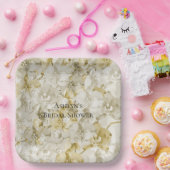 ゴールドクリーム蘭の花 ブライダルシャワー ペーパープレート (パーティー)