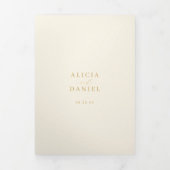 ゴールドクリーム フォト ウェディング RSVP 詳細 QRコード 三つ折り招待状 (カバー)