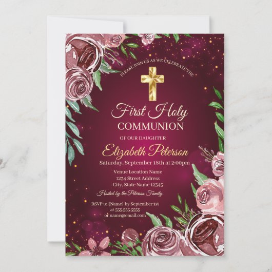 ゴールドクロス バーガンディローズ ファーストホーリーコミューン 招待状 (正面)