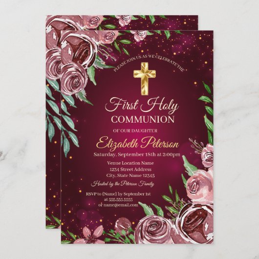 ゴールドクロス バーガンディローズ ファーストホーリーコミューン 招待状 (正面/裏面)