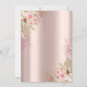 ゴールドクロス パンパスグラス フラワー 洗礼 ローズゴールド 招待状 (裏面)