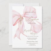 ゴールドクロス ピンクの花とリボン 洗礼 ピンク 招待状 (正面)