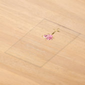 ゴールドクロス ピンクの花 ゴールドテキスト 初聖体拝領 アクリル招待状 (レイダウン)