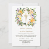 ゴールドクロス フローラルリース ウェディング招待状 招待状 (正面)