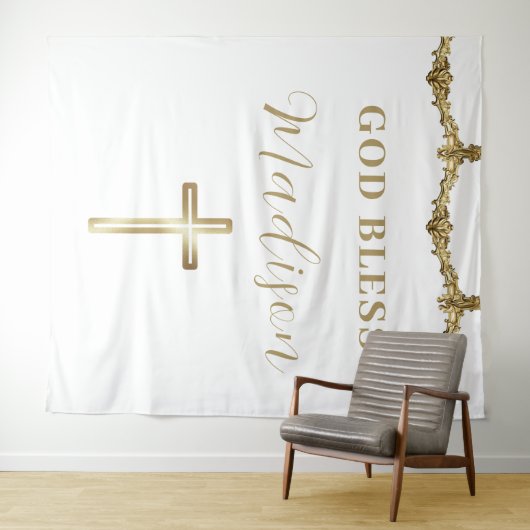 ゴールドクロス 神の祝福 ベビー カスタム 洗礼 タペストリー (インサイチュ(横))