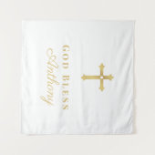ゴールドクロス 神の祝福 赤ちゃんカスタム洗礼 タペストリー (正面(横))