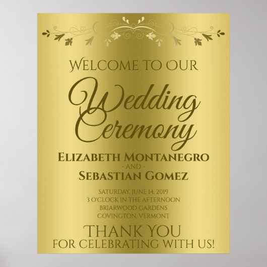 ゴールドグラデーション 高級感あふれる結婚式ウェルカムボード ポスター (正面)