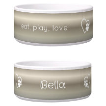ゴールドグラデーション Eat Play Love オーダーメイド犬用食器