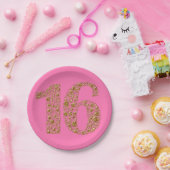 ゴールドグラマー16歳の誕生日 どんな色でも対応可能 ペーパープレート (パーティー)