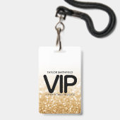 ゴールドグリッターおしゃれなVIPラニヤードバッジカスタム バッジ (Front with Lanyard)