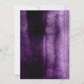 ゴールドグリッターとダークパープルのモダンな花の洗礼 招待状 (裏面)