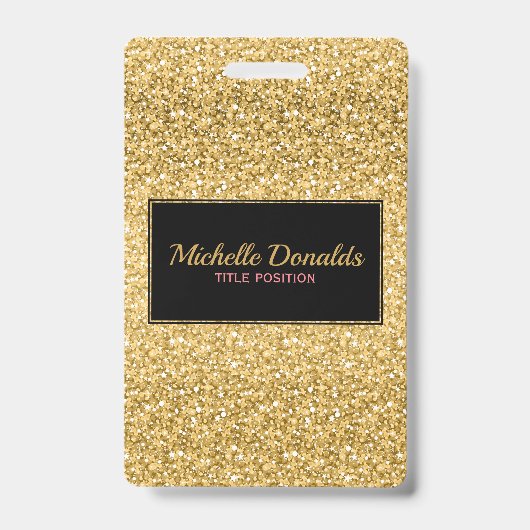 ゴールドグリッターとブラックフレーム バッジ (正面)