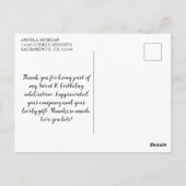 ゴールドグリッターとブラック スイート16 ハート ありがとう ポストカード (裏面)