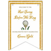 ゴールドグリッターとホワイトのゴルフ独身最後の祭り バンティングフラッグ (第2の旗)