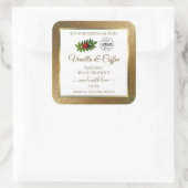 ゴールドグリッターとホワイトの商品ラベル キリギリス ロゴ スクエアシール (バッグ)