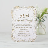 ゴールドグリッターとホワイトの50周年結婚記念日 招待状 (スタンド正面)