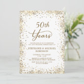 ゴールドグリッターとホワイトの50周年結婚記念日 招待状 (スタンド正面)