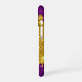 ゴールドグリッターに飾られた輝くH iPhone 16ケース (左側面)