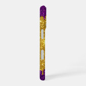 ゴールドグリッターに飾られた輝くH iPhone 16ケース (右側面)