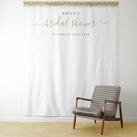 ゴールドグリッターのウェディングシャワーの写真背景 タペストリー (インサイチュ)