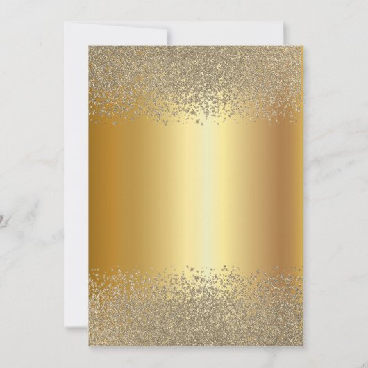 ゴールドグリッターのドレス、ティアラ、ダイヤモンド スイート16 招待状 (裏面)