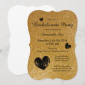 ゴールドグリッターのバチェロレッテパーティー招待状 招待状 (正面/裏面)