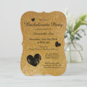 ゴールドグリッターのバチェロレッテパーティー招待状 招待状 (スタンド正面)