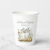 ゴールドグリッターのパンプキン エレガントな秋の祝賀 紙コップ (裏面)