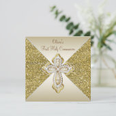 ゴールドグリッターの初めての聖体拝領 招待状 (スタンド正面)