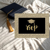ゴールドグリッターの卒業帽子を使った卒業パーティー 出欠カード