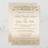 ゴールドグリッターの結婚式招待状 招待状 (正面/裏面)