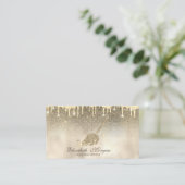 ゴールドグリッターほうきメイド掃除ハウス 名刺 (スタンド正面)