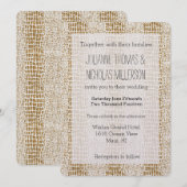 ゴールドグリッターアリゲータープリントウェディング 招待状 (正面/裏面)