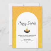 ゴールドグリッターアーチディヤランプ ハッピーディワリ ホリデー シーズンカード (正面)
