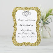 ゴールドグリッターインフィニティハート受付カード 招待状 (スタンド正面)