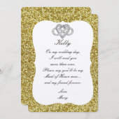 ゴールドグリッターインフィニティハート メイドオブオナーカード 招待状 (正面/裏面)