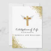 ゴールドグリッターエレガントフォトライフのお祝い 招待状 (裏面)