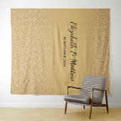 ゴールドグリッターオンブレエレガントウェディングバックドロップ タペストリー (インサイチュ(横))